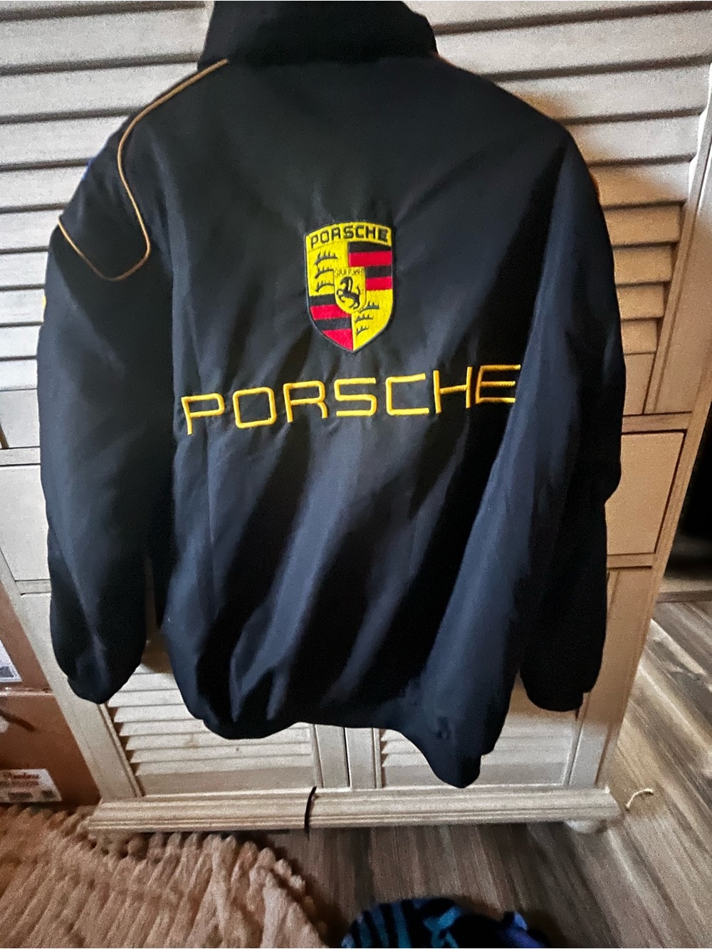 Porsche Design Black Puffer Jacket with Yellow Logo
